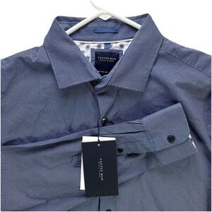 Cactus Man Shirt Mens 2XL Blue Polka Dot Long Sleeve Button Up Stretch NWT